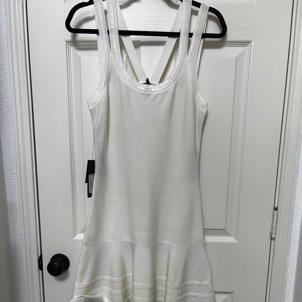 NWT Marciano Fit & Flare Cocktail Bandage Dress, L, White